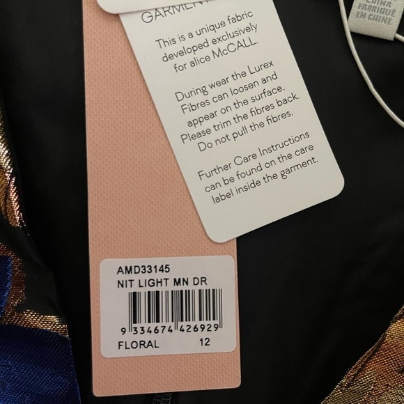 NWT ALICE MCCALL Night Light Metallic Floral Long Sleeve Mini Dress US 8 AU 12 - Picture 13 of 15